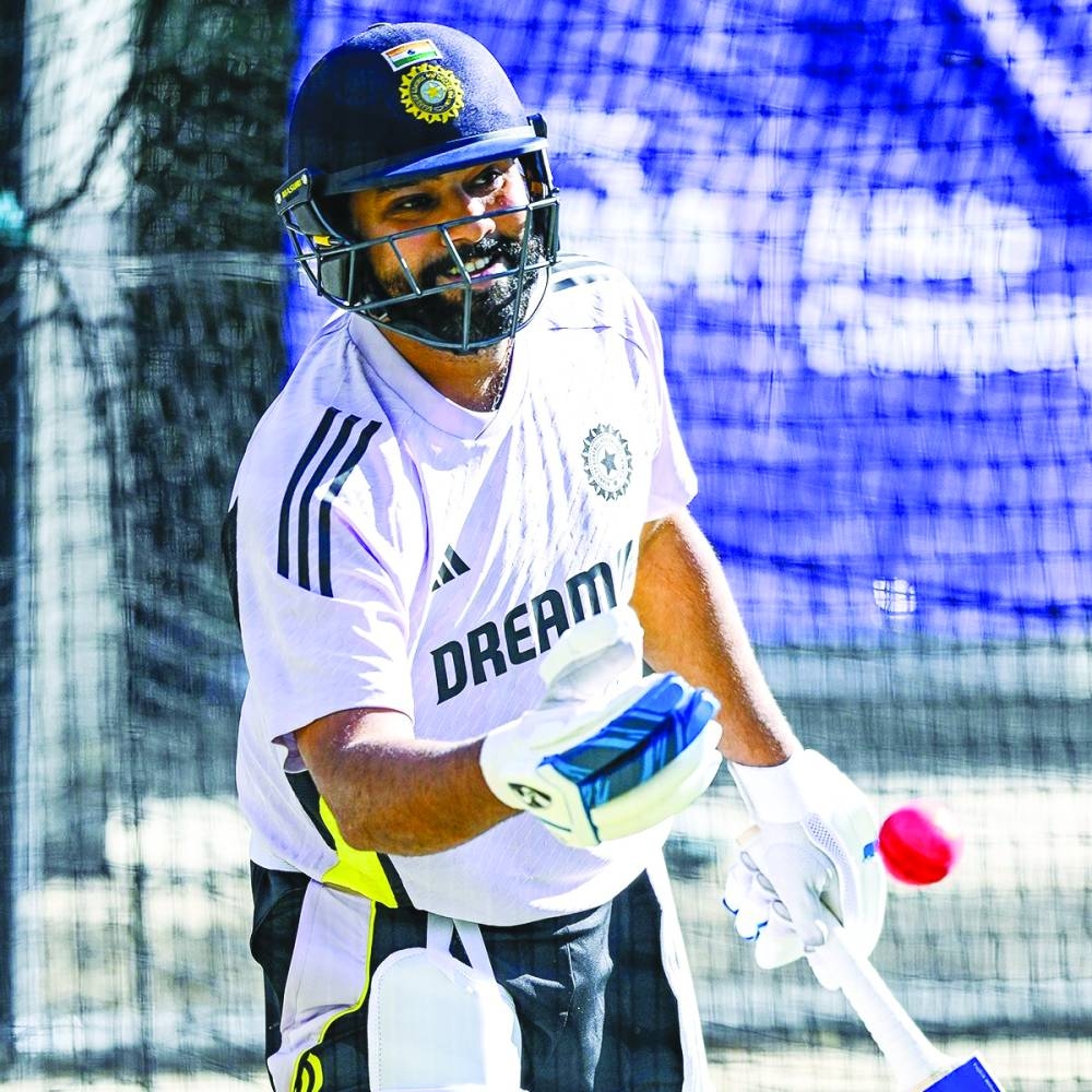 India’s Test captain Rohit Sharma throws the ball during a net session in Adelaide on Wednesday. (@BCCI)