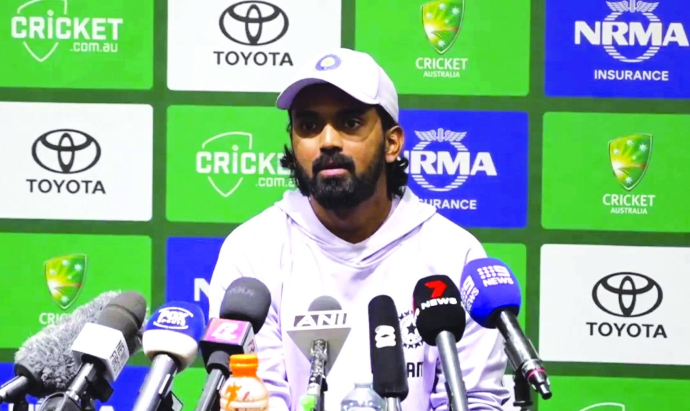 India’s batsman K L Rahul is seen during a press conference in Adelaide on Wednesday. (@BCCI)