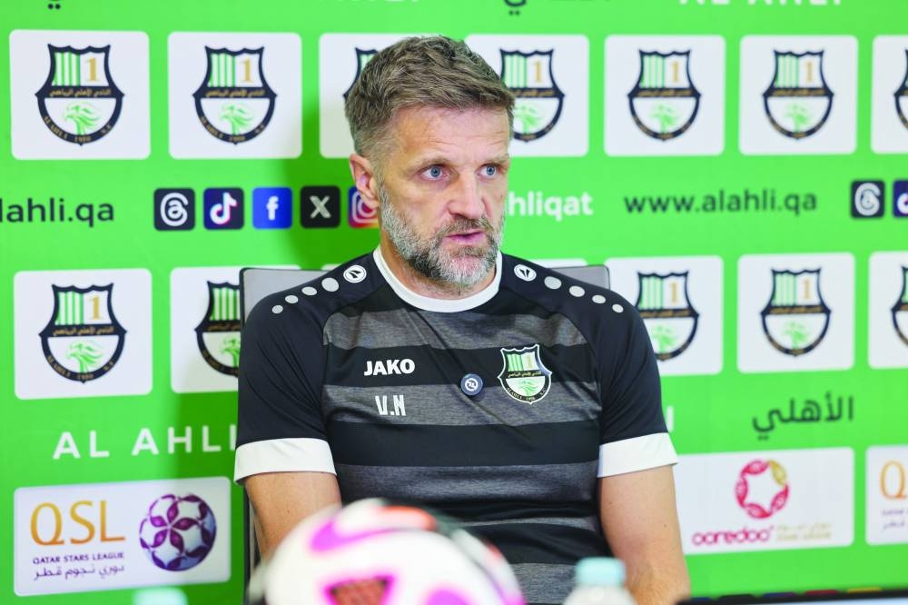 Al Ahli coach Igor Biscan at a press conference on Friday, ahead of the Qatar Stars League match.