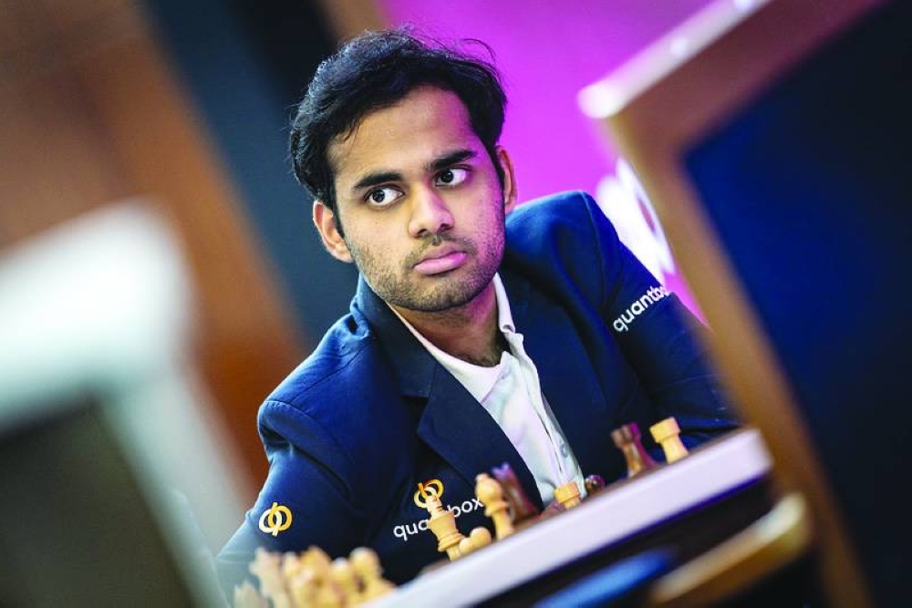 
Top seed Arjun Erigaisi of India played his second draw of the tournament when he shared points with Indian GM Munirethinam Pranesh. PICTURES: Anna Shtourman 
