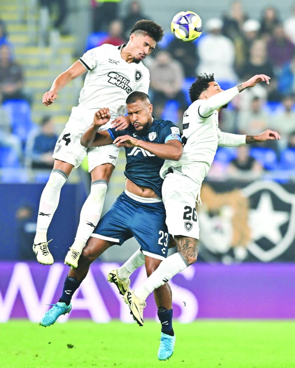 Botafogo and Pachuca players vie for the ball at the 974 Stadium. PICTURE: Noushad Thekkayil