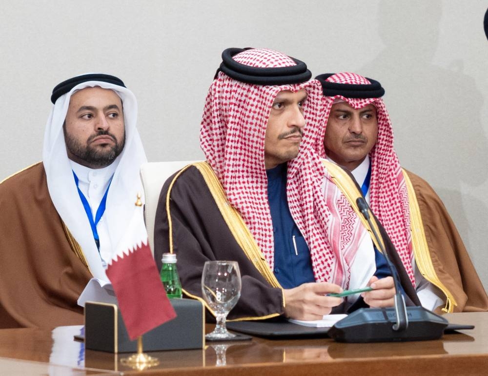 HE the Prime Minister and Minister of Foreign Affairs Sheikh Mohammed bin Abdulrahman bin Jassim Al-Thani participates in the meeting of foreign ministers of the member states of the Arab Ministerial Contact Committee on Syria.