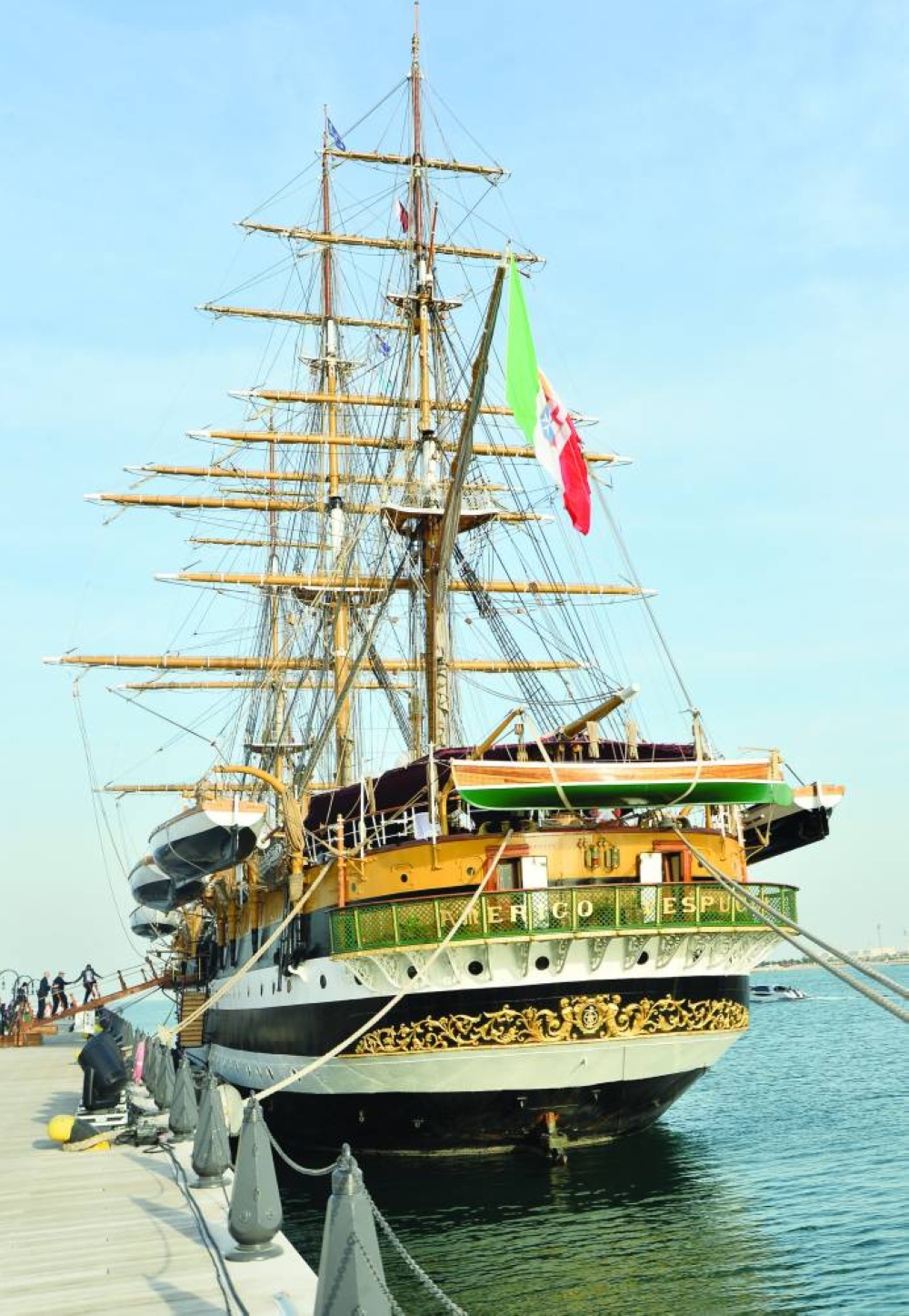 The Amerigo Vespucci at Old Doha Port Tuesday. Along with Villaggio Italia, the ship  will be open to the public free of charge.