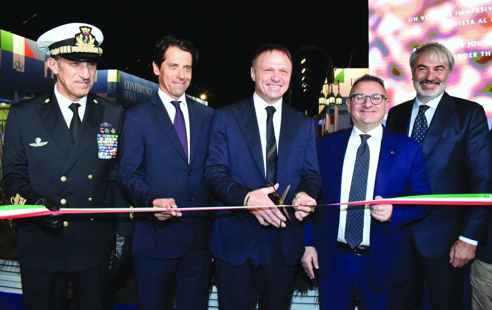 Italian Agriculture Minister Francesco Lollobrigida and other dignitaries opening the Villagio Italia at Old Doha Port Thursday. PICTURES: Thajudheen