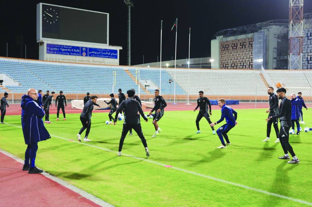 Qatar players during a training session in Kuwait City on Friday.