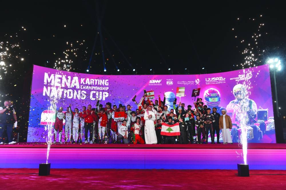 
All the winners celebrate with their trophies at the end of the MENA Karting Championship Nations Cup 2024 yesterday.
 
