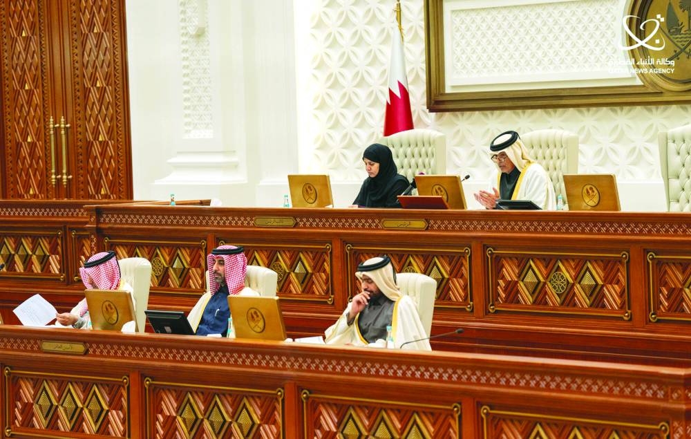 HE Shura Council Speaker Hassan bin Abdullah al-Ghanim chairs the legislature's weekly session.