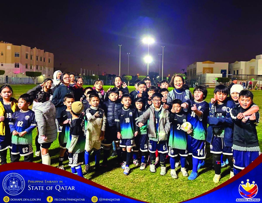 Philippine ambassador Lillibeth V Pono with participants at the Winter Cup Football tournament at the Al Jazeera Academy.