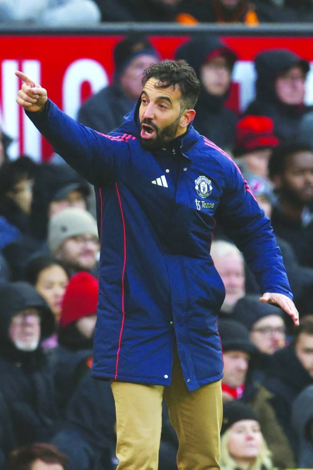 
Manchester United’s Portuguese head coach Ruben Amorim gestures on the touchline during the English Premier League match against Bournemouth at Old Trafford in Manchester. (AFP) 
