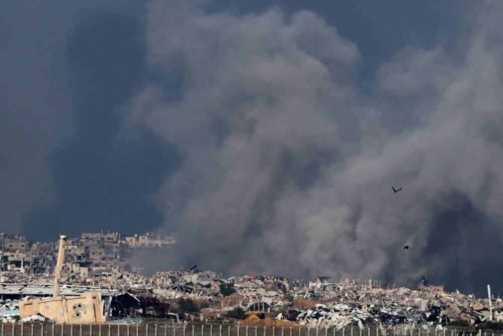 Smoke rises from an Israeli strike as the Israeli military conducts operations inside the Gaza Strip, as seen from southern Israel, on Wednesday. REUTERS