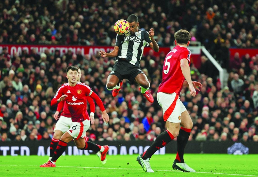 Newcastle United's Alexander Isak scores their first goal. (REUTERS)