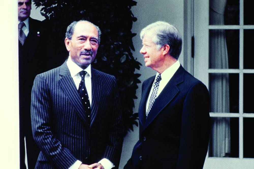 
File photo of Egyptian president Anwar al-Sadat (left) and US president Jimmy Carter meeting prior to talks on the Mideast situation, on April 8, 1980 in Washington, DC. 