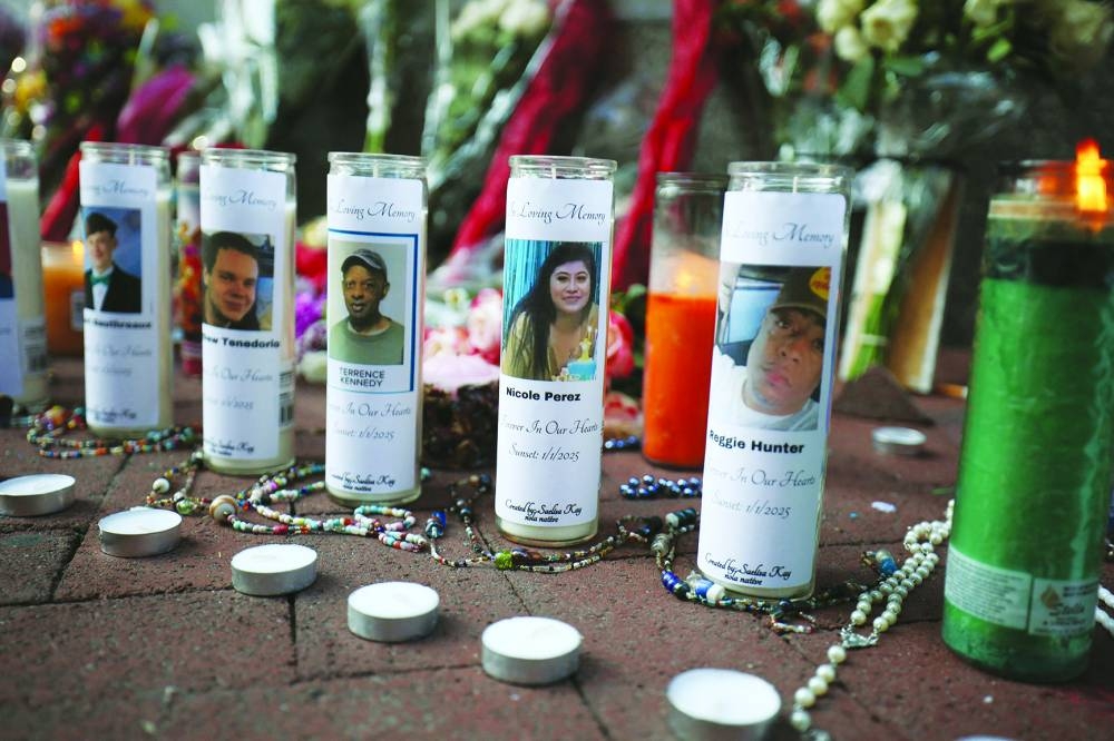 
Memorials for people killed on Bourbon Street are seen on Friday in New Orleans, Louisiana. (AFP) 