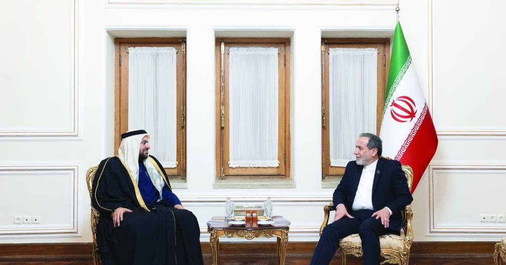 HE the Minister of State at the Ministry of Foreign Affairs, Dr Mohammed bin Abdulaziz bin Saleh al-Khulaifi, meets with Iranian Foreign Minister Abbas Araghchi. 