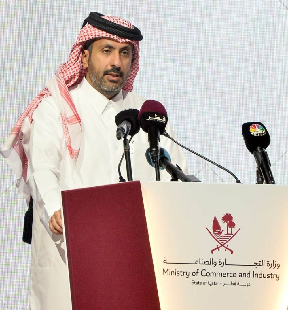 Speech of HE the Minister of Commerce and Industry Sheikh Faisal bin Thani bin Faisal al-Thani during official launch of the Ministry of Commerce and Industry's Strategy and the Qatar National Manufacturing Strategy 2024-2030 in the presence of Qatari ministers and top private sector officials in the country. 
PICTURES: Shaji Kayamkulam.

