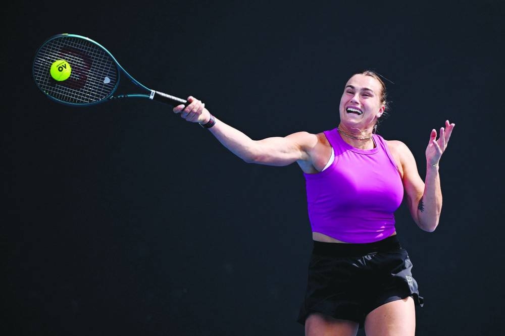 Aryna Sabalenka of Belarus seen during a training sessions ahead of the Australian Open in Melbourne on Thursday. (Reuters/AFP)