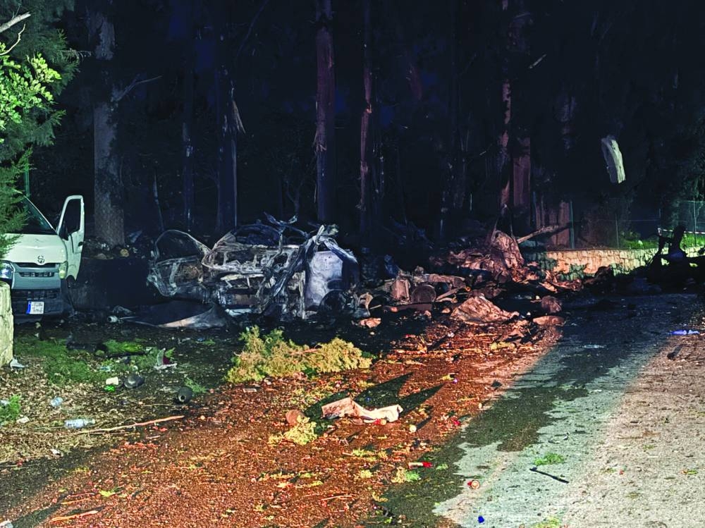 A view shows the site of an Israeli strike on Tayr Dibba in southern Lebanon, yesterday.