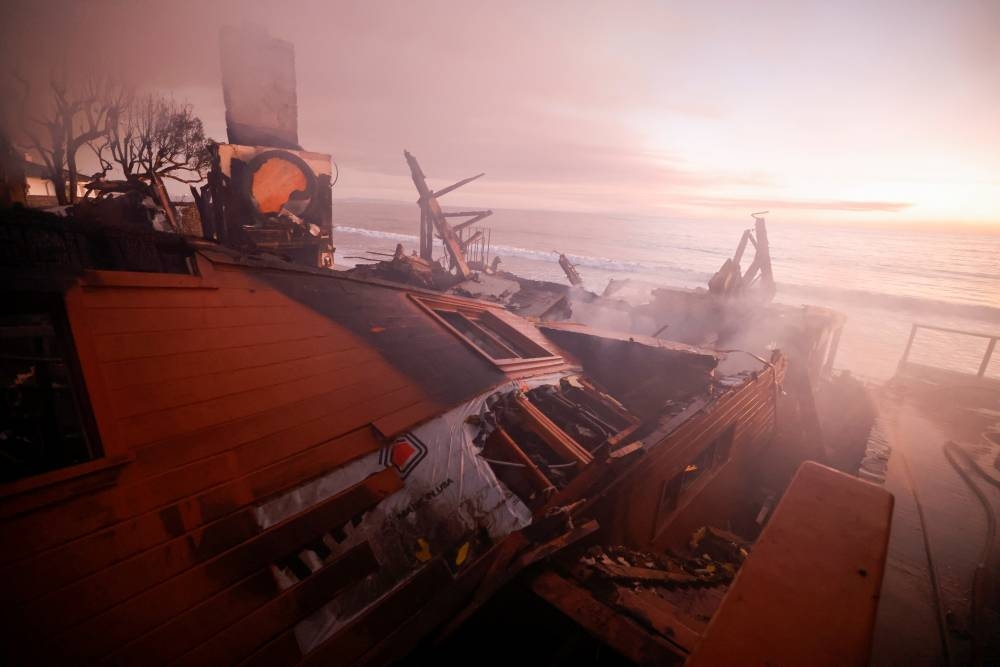 Burned structures lie in ruin from the Palisades Fire in Malibu, California, on Friday. REUTERS