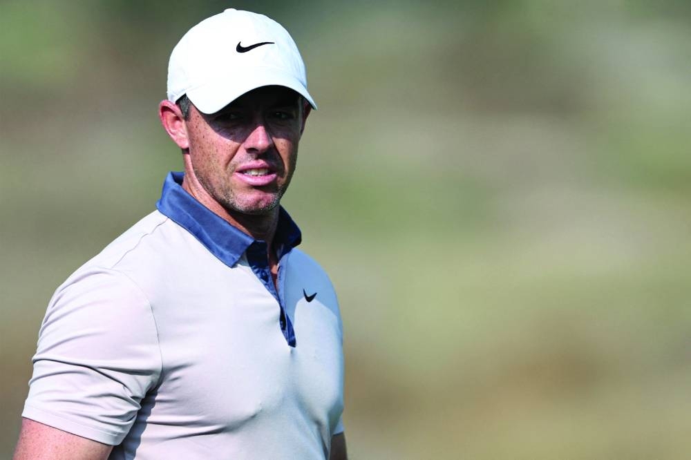 Rory McIlroy of Northern Ireland looks on after a shot during day two of the Dubai Desert Classic 2025 on Friday. (AFP)