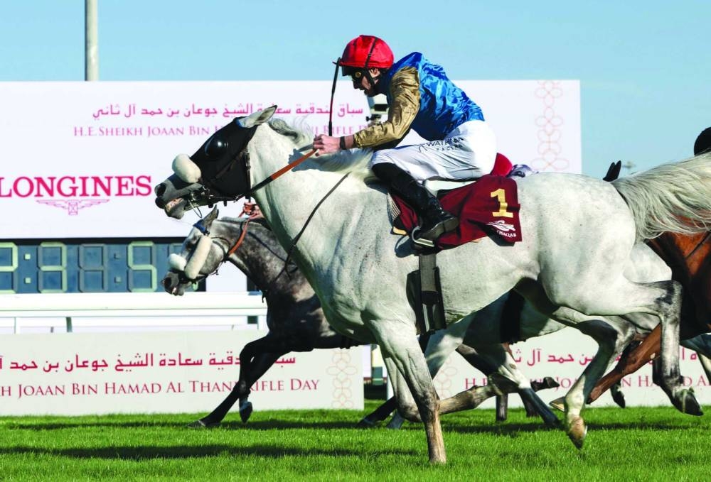 
James Doyle guides Abbes to HE Sheikh Joaan Bin Hamad Al Thani Trophy. 