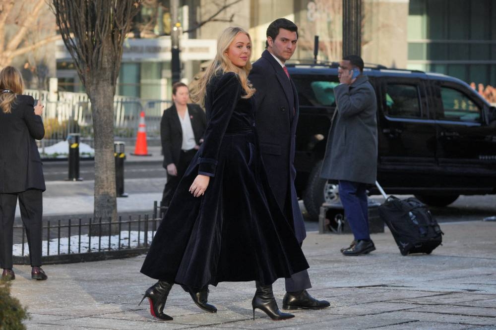 US President-elect Donald Trump's daughter Tiffany Trump and her husband Michael Boulos arrive for a service at St. John's Church on Inauguration Day of Donald Trump's second presidential term in Washington, on Monday. REUTERS