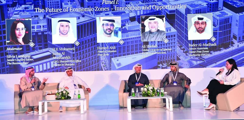 The first panel, which highlighted the evolution of free zones in the GCC region, featured Mohamed Juma al-Musharrkh, CEO, Sharjah FDI Office (Invest in Sharjah); Hamed Ahli, head of Meydan Free Zone; Ali Shehab, global director of Special Projects and Services, DNV; and Bader al-Madhadi, senior associate, Qatar Free Zones Authority (QFZA). The discussion was moderated by Silvia Lambiase, senior country editor, TBY. PICTURE: Shaji Kayamkulam