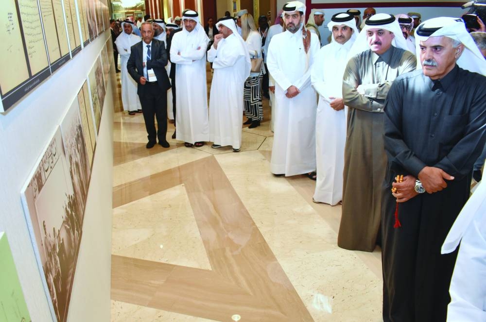 HE Abdullah bin Khalifa al Attiyah (right)  visiting the exhibition with other dignitaries.