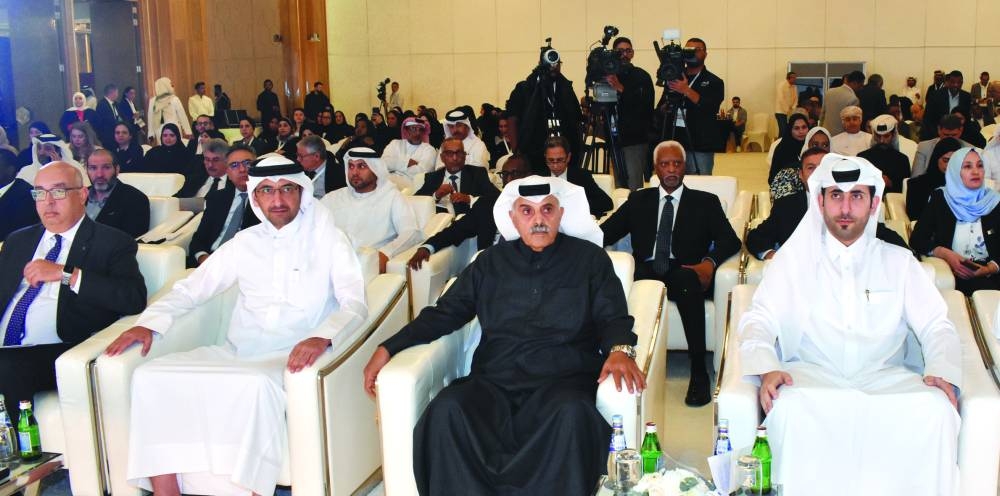 HE Abdullah bin Khalifa al-Attiyah, Chairman of the Board of Trustees of the Qatar National Archives attending the opening session of the conference on Tuesday