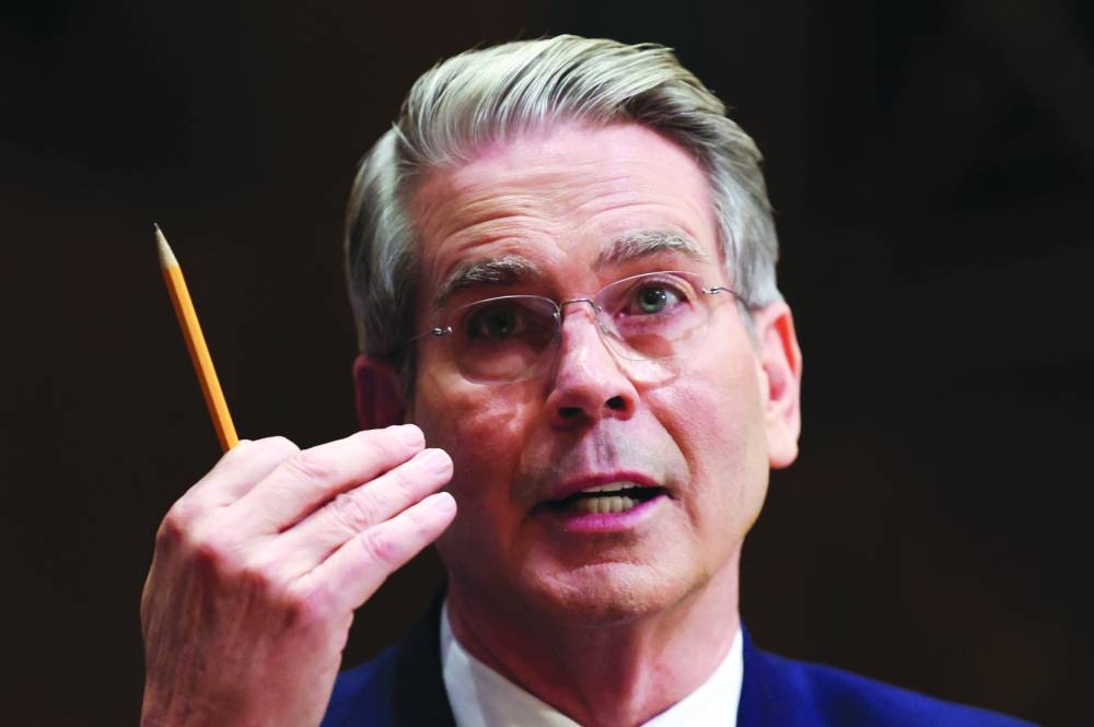 
Scott Bessent, US President-elect Donald Trump’s nominee to be secretary of treasury, seen here speaking during his testimony proceedings praises Trump’s 2017 tax cuts but says the federal government has a significant spending problem and lamented the high deficit. (Reuters) 