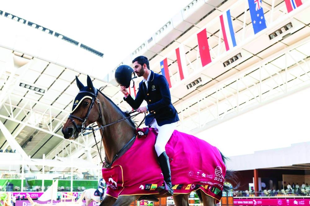 
Qatar’s Mohammed Khalifa al-Baker rode bay stallion Dukhan 3 to CSI3* 1.30m class win. 