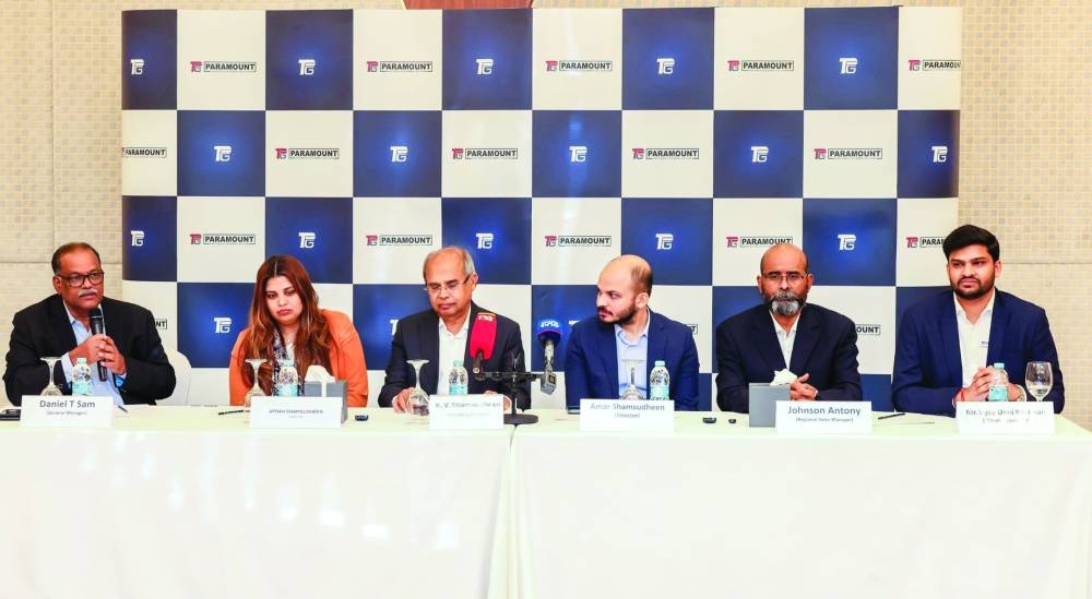 Managing director KV Shamsudheen and other executives at a press conference to announce the launch of Paramount Food Service Equipment Solutions' new state-of-the-art facility at Birkat Al Awameer.