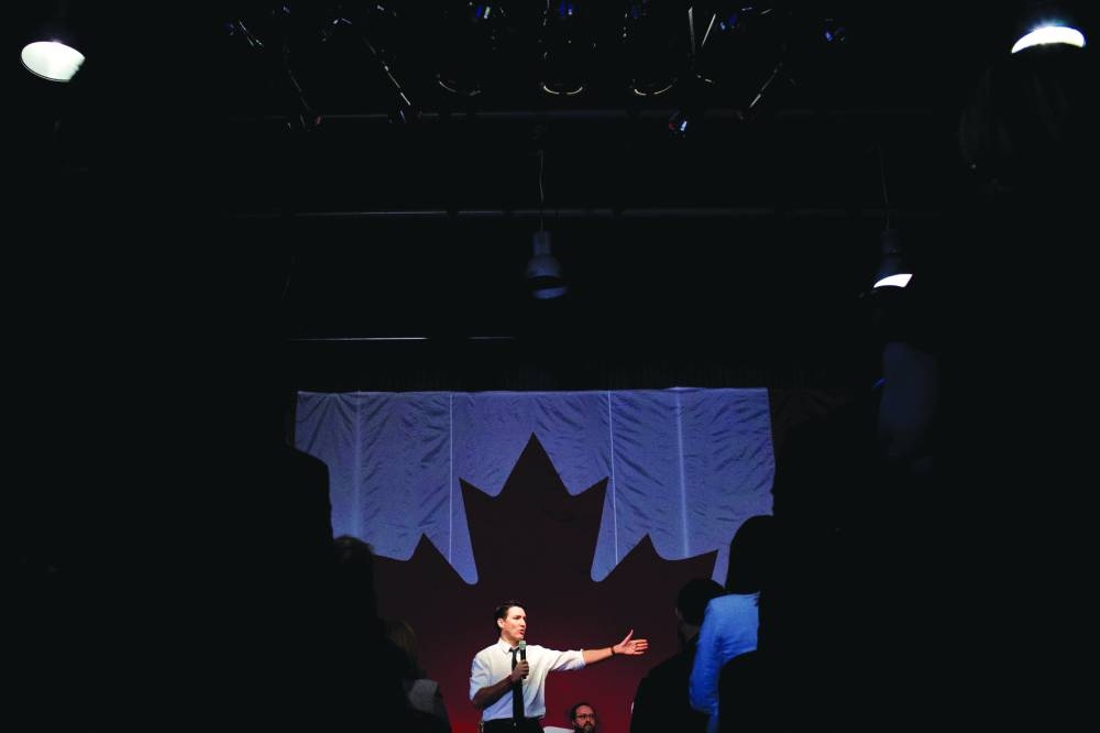 Canadian Prime Minister Justin Trudeau speaks to business and labour leaders on investment, trade and international markets amid the looming threat of U.S. protectionism in Toronto, Ontario, Canada, February 7, 2025.  REUTERS/Carlos Osorio