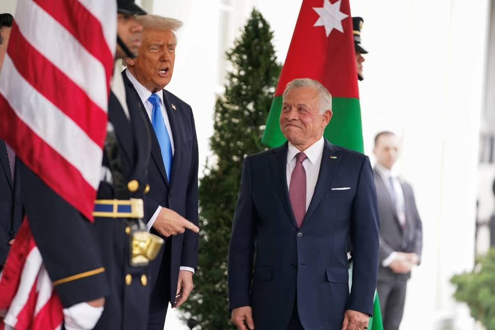 US President Donald Trump meets with Jordan's King Abdullah at the White House in Washington, on Tuesday. REUTERS