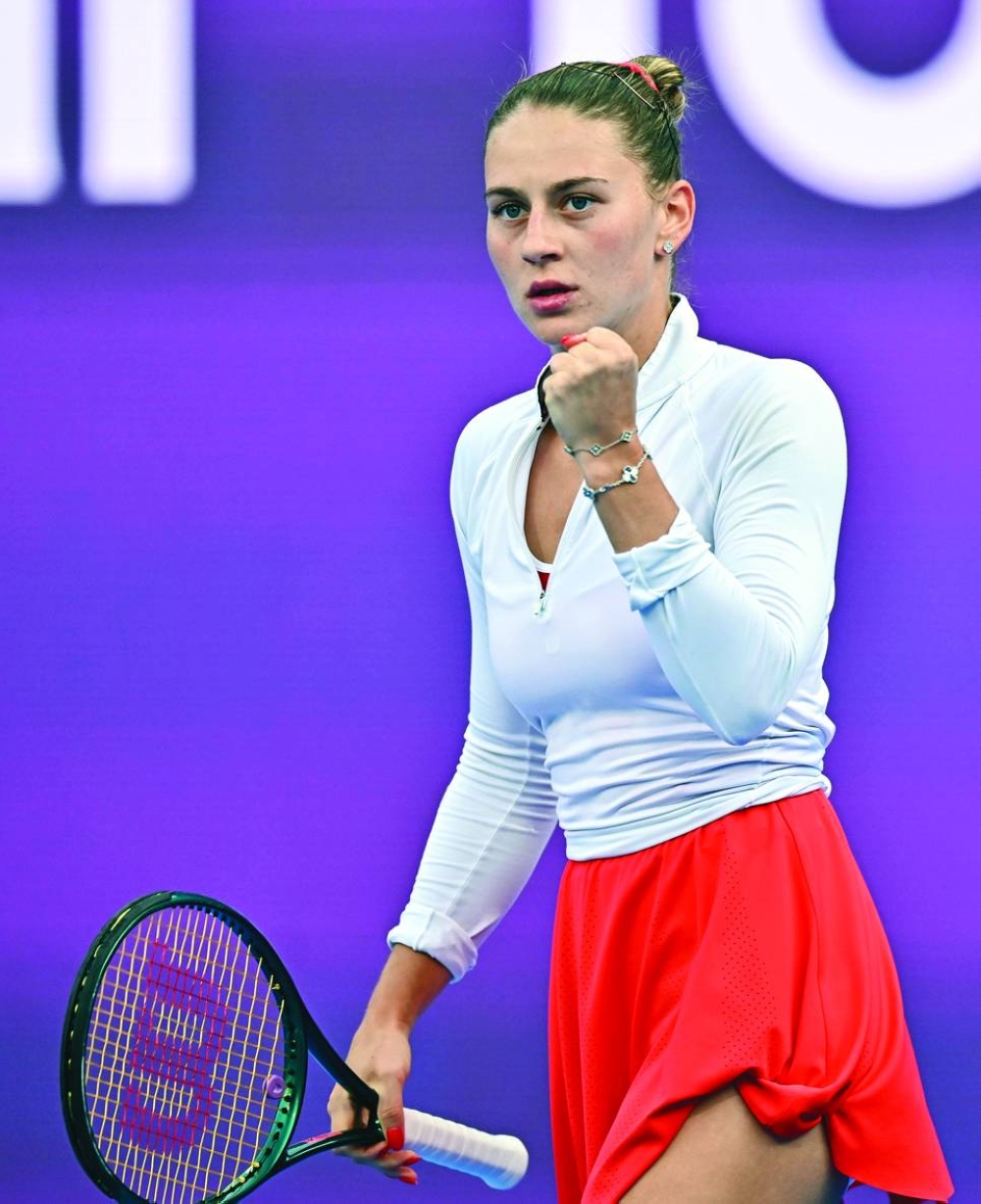 Marta Kostyuk of Ukraine in action against Coco Gauff of the United States during the Qatar TotalEnergies Open 2025 at the Khalifa International Tennis Complex in Doha, Qatar, on February 11, 2025. Picture: Noushad Thekkayil