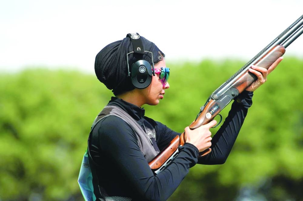 Qatar’s Reem al-Sharshani train on Friday, on the eve of HH The Amir Grand Prix Shotgun at the Lusail Shooting Range Complex.