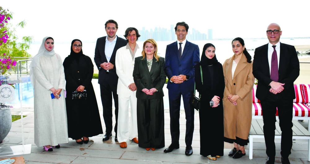 Maria Tripodi and Paolo Toschi with VCUarts Qatar professors and students at the reception. PICTURE: Thajudheen