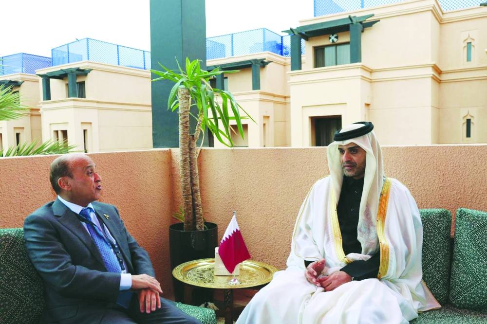 HE the Minister of Transport Sheikh Mohammed bin Abdulla bin Mohammed al-Thani with Palestinian Minister of Transport Tarek Hosni Zaarab.