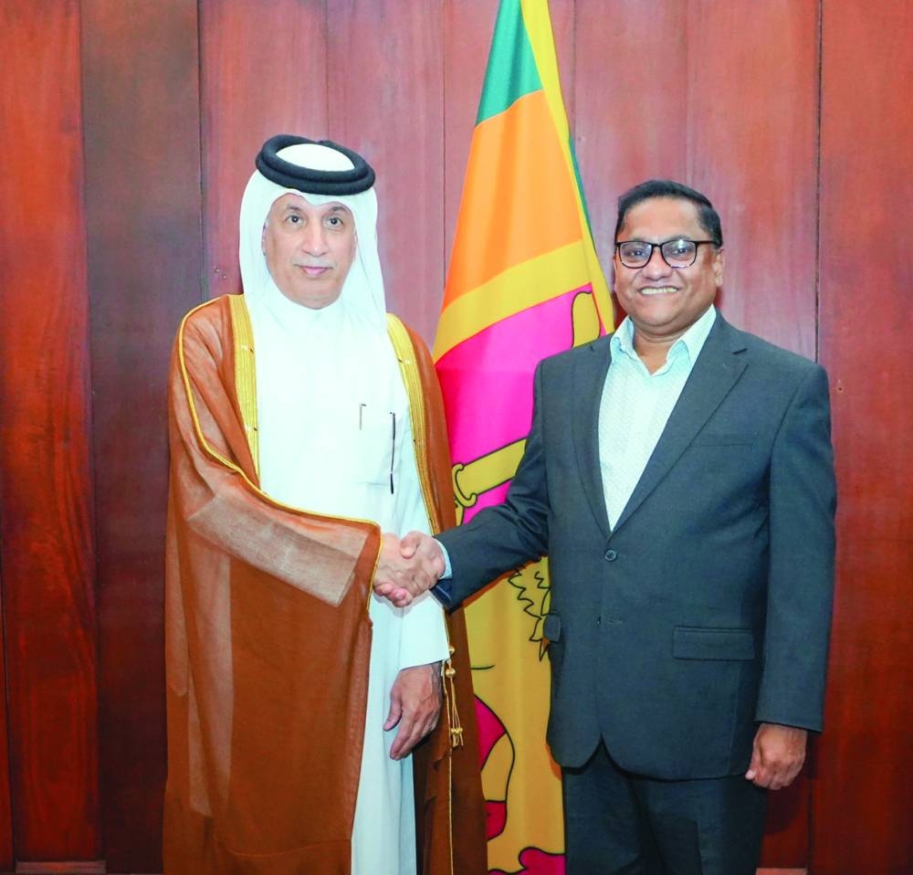 HE the Minister of State for Foreign Affairs Sultan bin Saad al-Muraikhi meets with Sri Lankan Minister of Foreign Affairs, Foreign Employment, and Tourism Vijitha Herath.