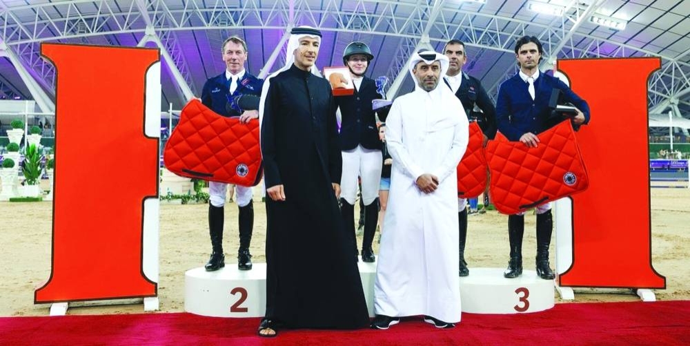 
The CSI5* - Prix Hermes Sellier - Jump Off - 1.55m (LR) - GP Qualifier winners were crowned by Wissam al-Mana, CEO of Hermes Middle East; and Rashid Nasser al-Kaabi, Chairman of the Organising Committee of the championship. 