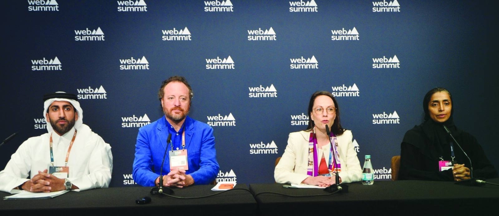 From left to right: Mohammed al-Emadi, QDB executive director of Investment and Incubation; Roo Rogers, founding partner, Utopia Capital Management; Alina Truhina, managing partner of Southeast Asia and the Middle East at Utopia; and Fatma Ali al-Khater, partner, A-typical Ventures address the media. PICTURE: Shaji Kayamkulam