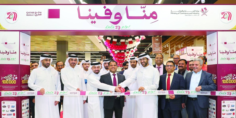 Assistant Undersecretary for Industry Affairs and Business Development Saleh Majid al-Khulaifi and Dr Mohamed Althaf, director of LuLu Group, leading the official inauguration of ‘National Product Week’, which will run until March 1 in all LuLu stores across the country.