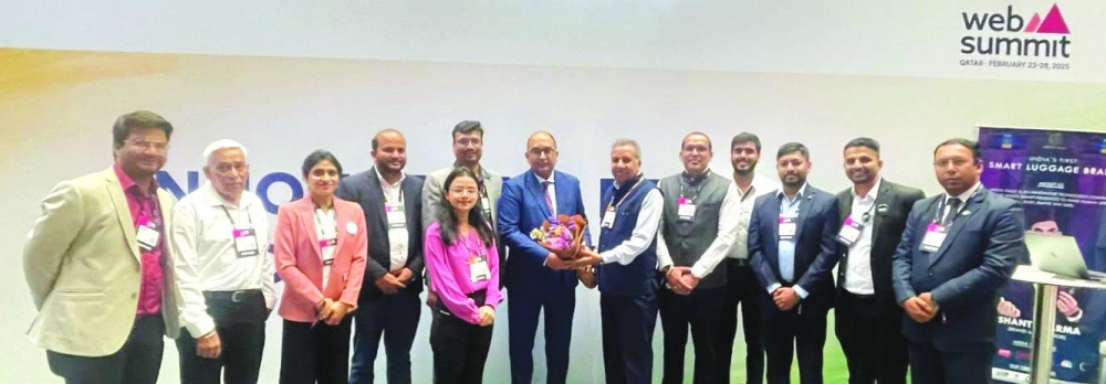 Indian delegates with ambassador Vipul at Web Summit Qatar 2025.