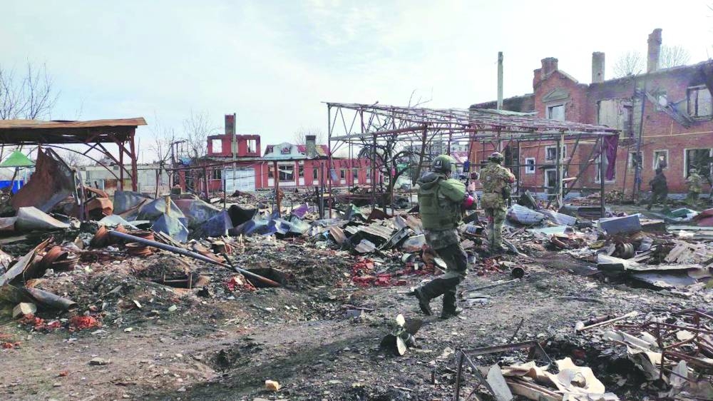 Picture shows destruction in the town of Sudzha in the Kursk region. Russia said  on Thursday  it had taken full control of Sudzha, that fell to Ukrainian troops last August.