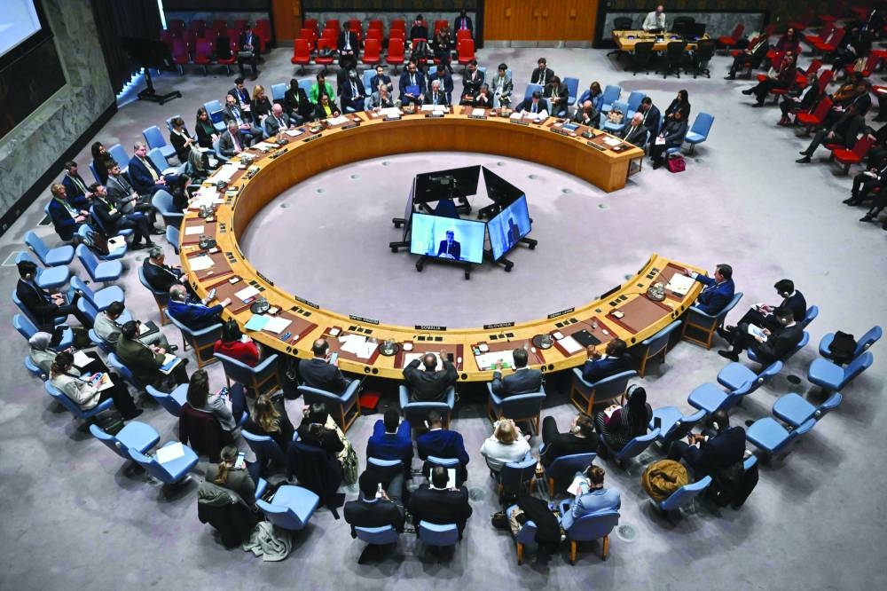 
A view of the United Nations Security Council during a meeting on Gaza and the Middle East, at UN headquarters in New York City. – AFP 
