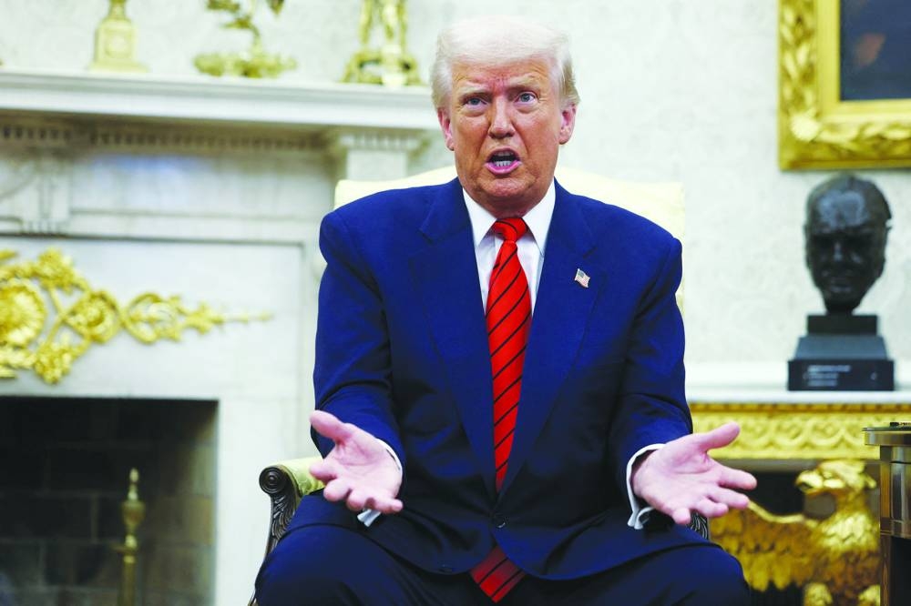 
US President Donald Trump reacts during a meeting in the Oval Office at the White House in Washington, DC, last week. (Reuters) 