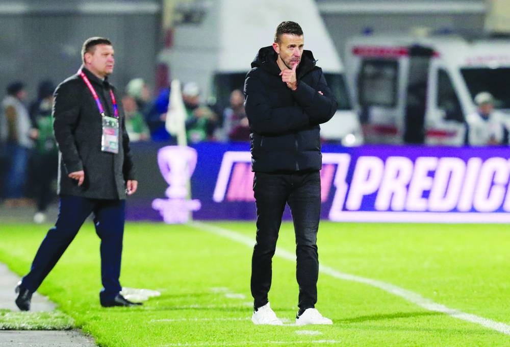 
Qatar coach Luis Garcia reacts during the World Cup Asian qualifier match against Kyrgyzstan in Bishkek on Tuesday. (Reuters) 