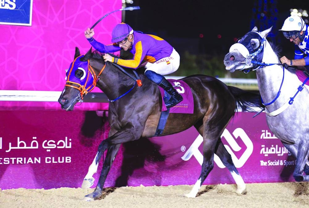 Jockey Fayos Martin Borja guided Ezzat Nafs to Al Mafiar Cup win. PICTURE: Juhaim