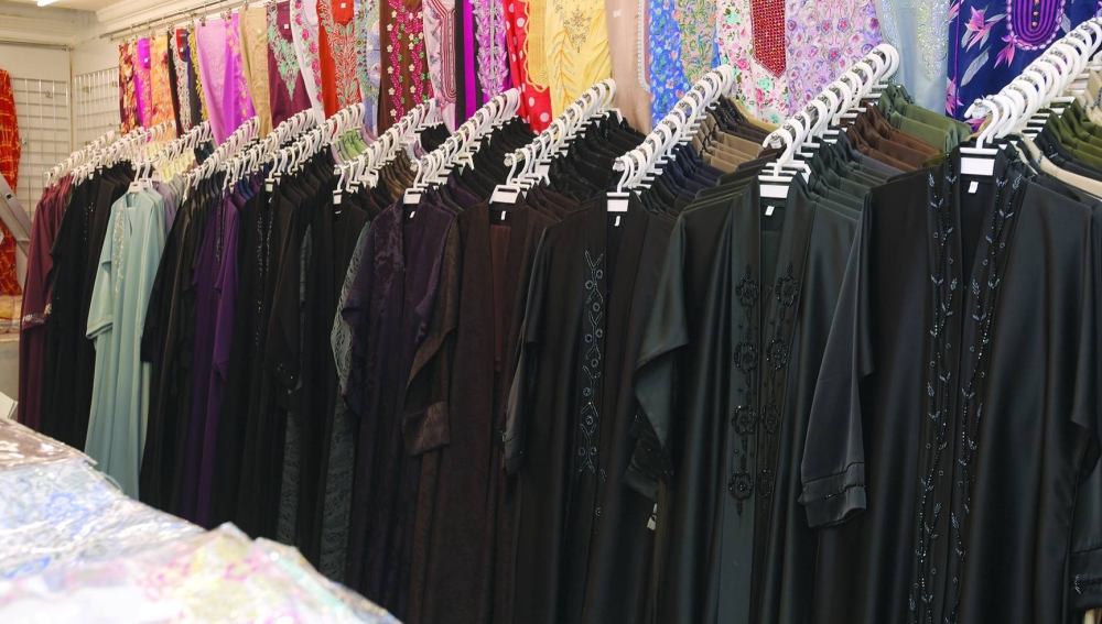 Abayas showcased in a shop in Souq Waqif. PICTURE: Ram Chand