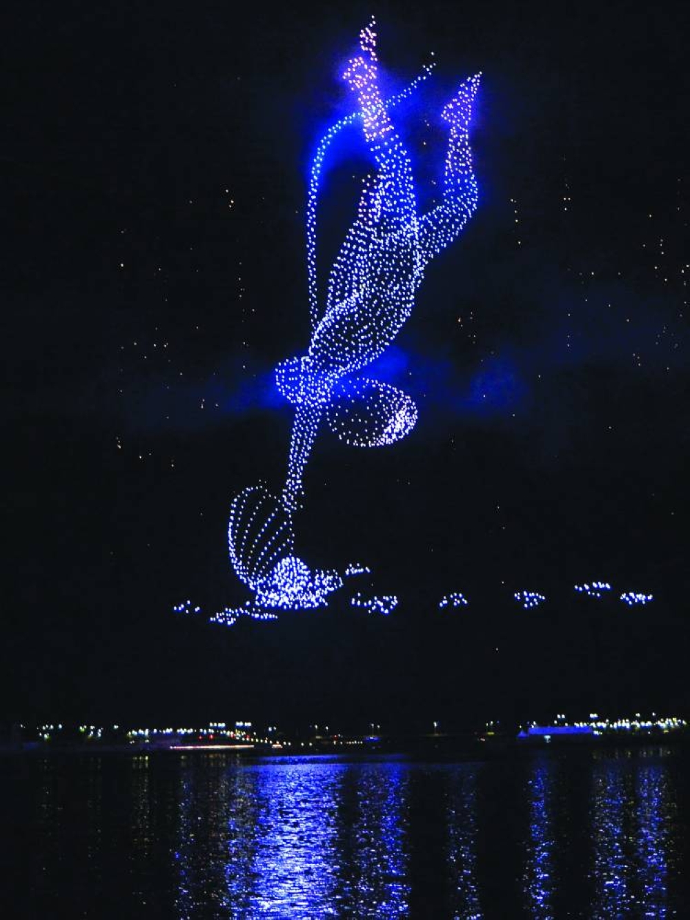 Thousands of drones create the image of a pearl diver at the Lusail Sky Festival on Thursday. PICTURE: Shaji Kayamkulam. Page 12.