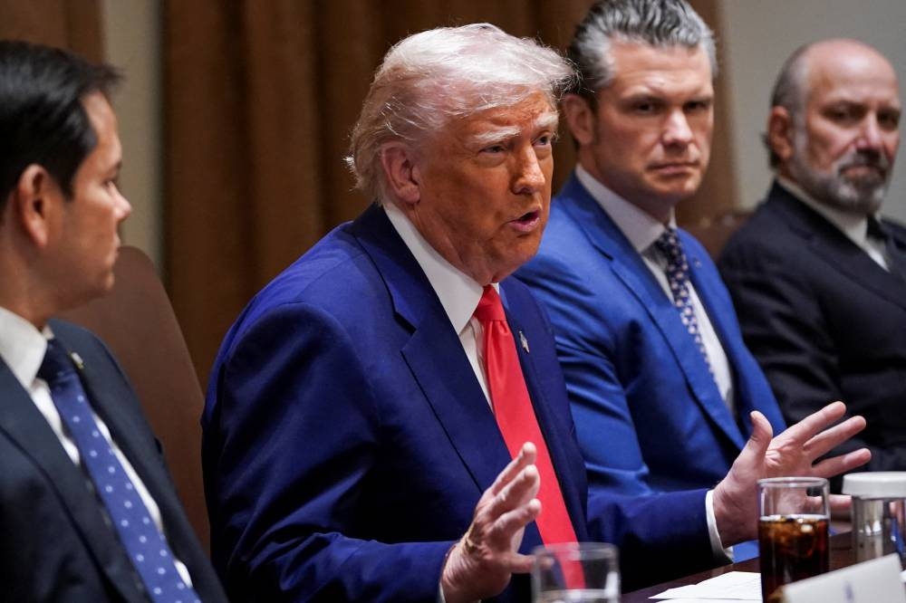 US President Donald Trump speaks during a cabinet meeting at the White House in Washington, on Thursday 